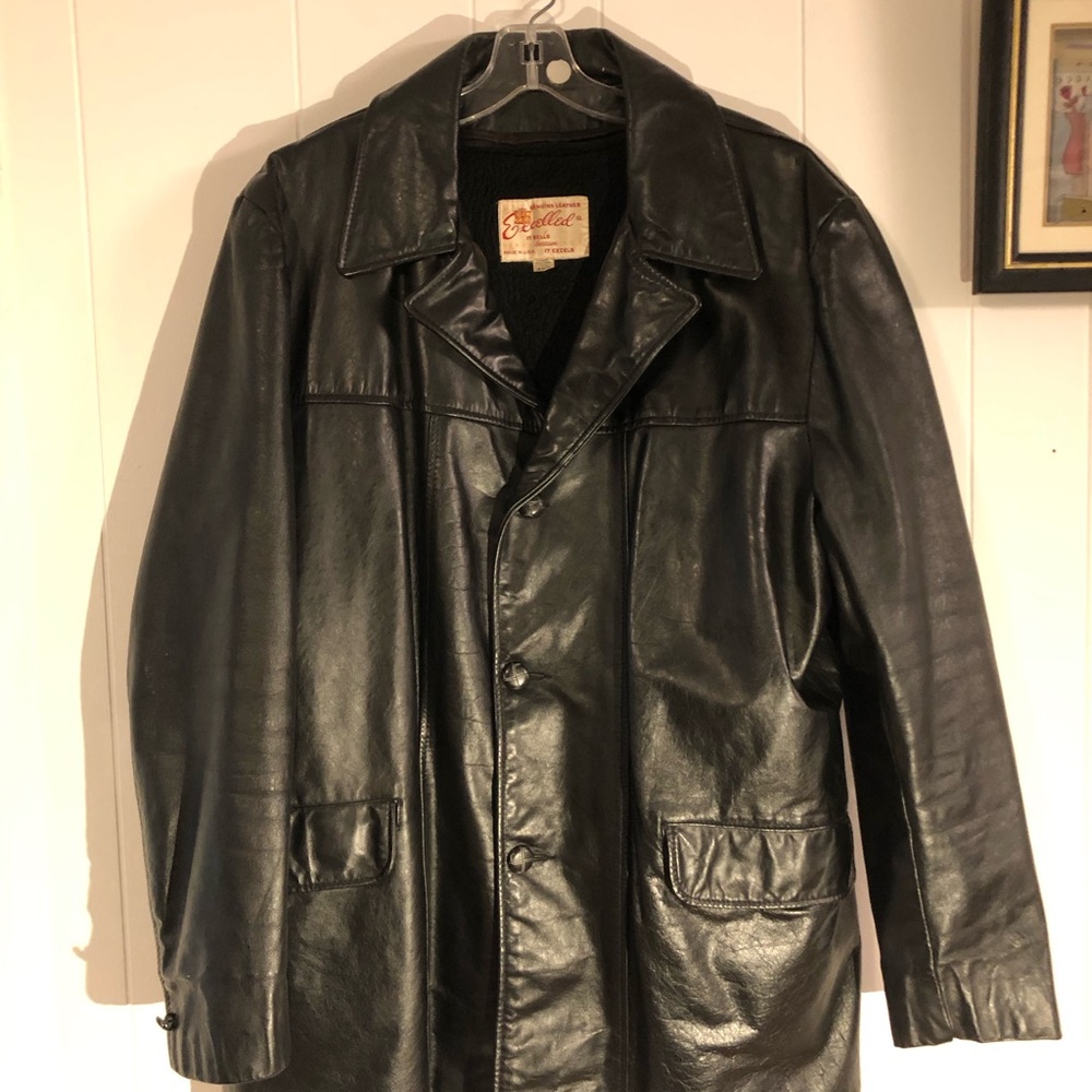 Excelled Black Leather Jacket with Zip Out Lining 46R